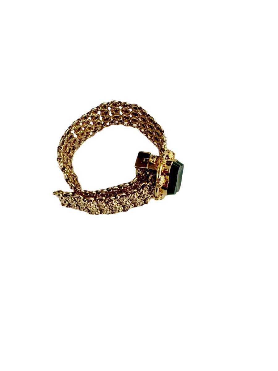 Belt Bracelet In Gold And Sanguine Jasper
