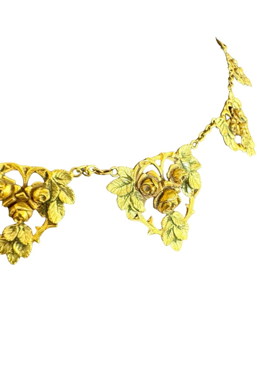 Art Nouveau Necklace In Colored Gold-photo-4