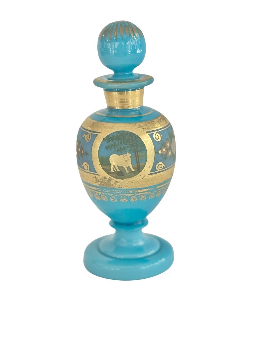 Opaline Bottle Decorated With Lafontaine's Fables-photo-2
