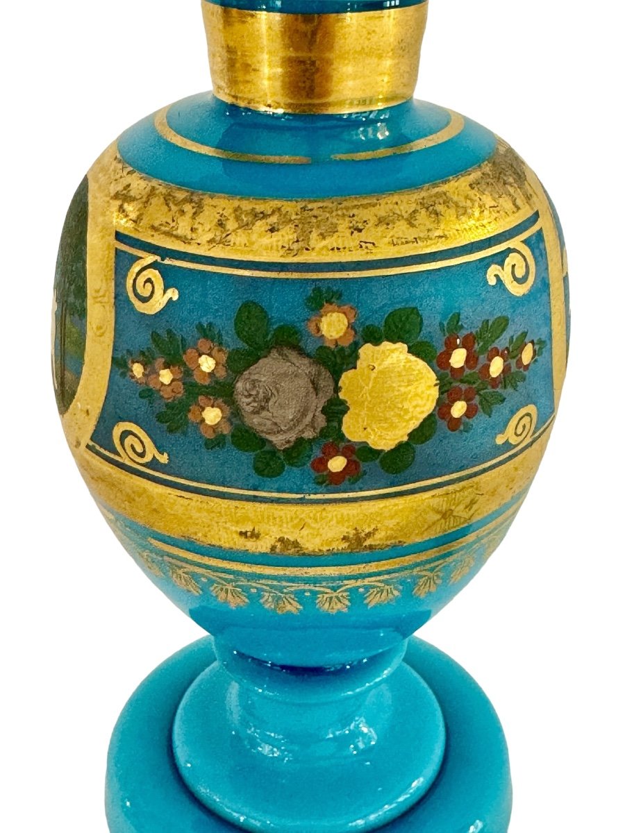 Opaline Bottle Decorated With Lafontaine's Fables-photo-4