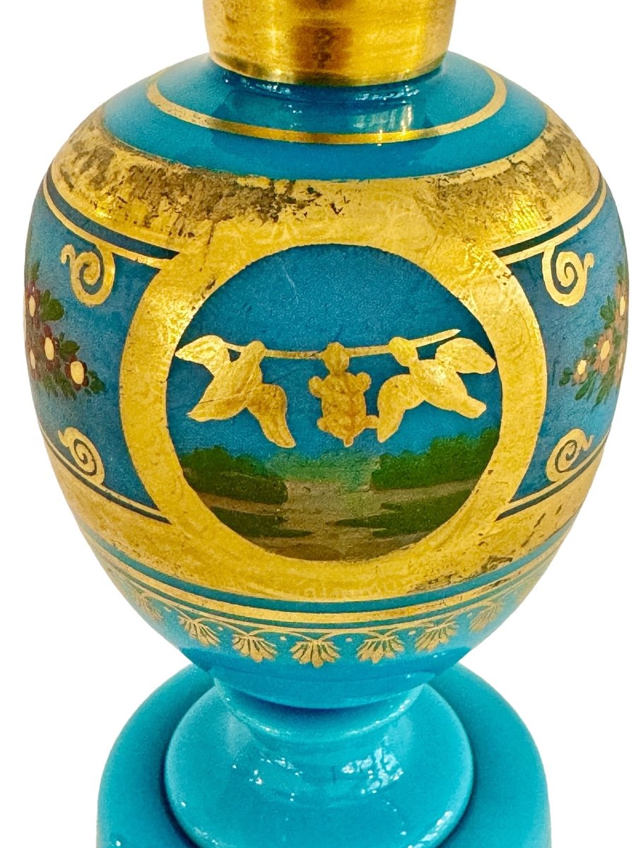 Opaline Bottle Decorated With Lafontaine's Fables-photo-2