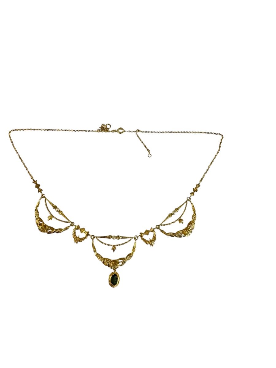 Art Nouveau Gold Necklace-photo-3