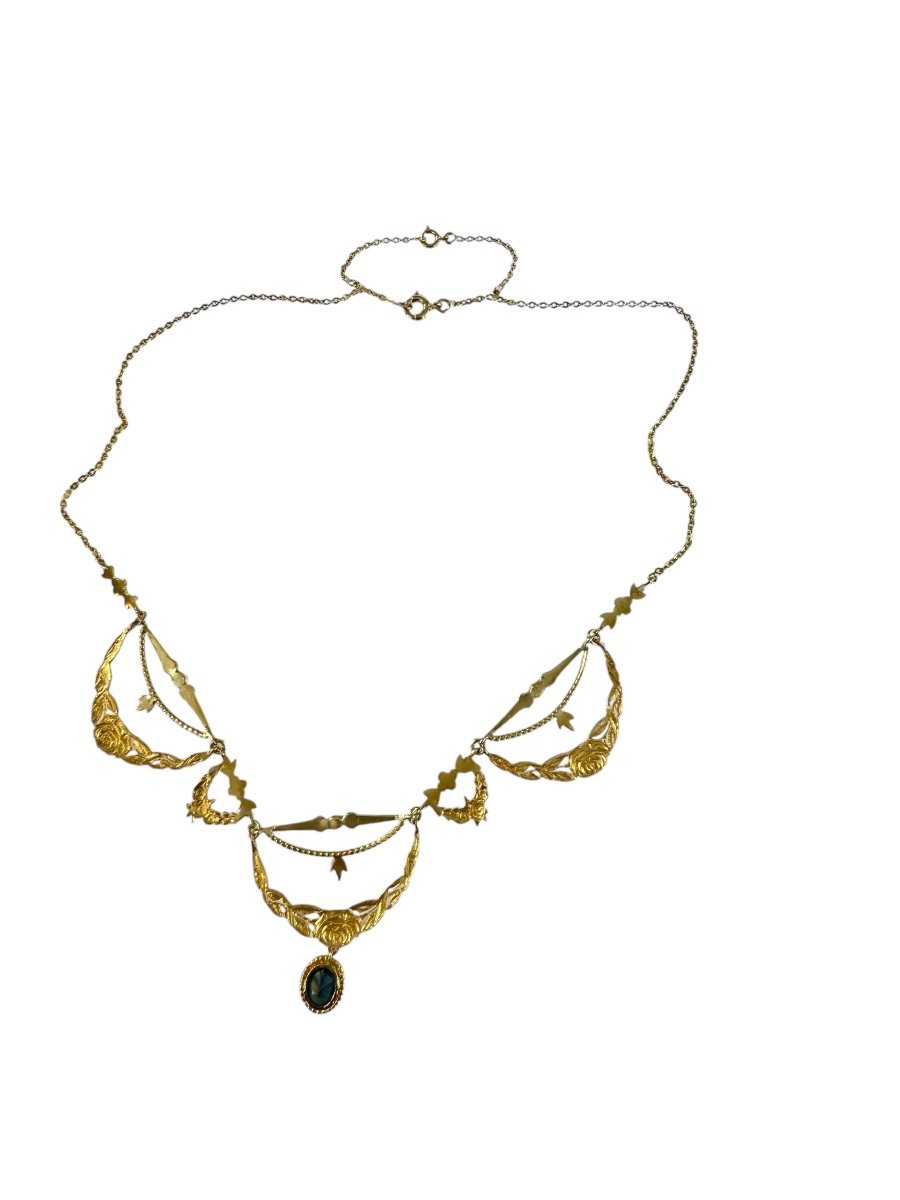 Art Nouveau Gold Necklace-photo-4