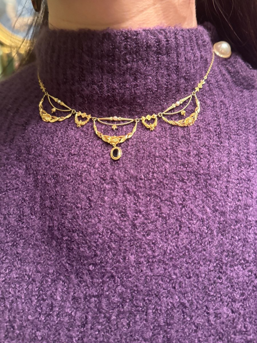 Art Nouveau Gold Necklace-photo-1