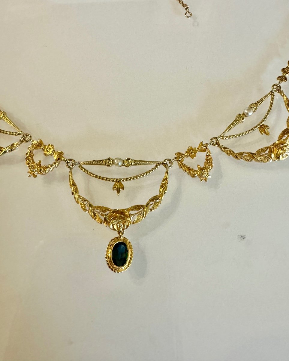 Art Nouveau Gold Necklace-photo-3