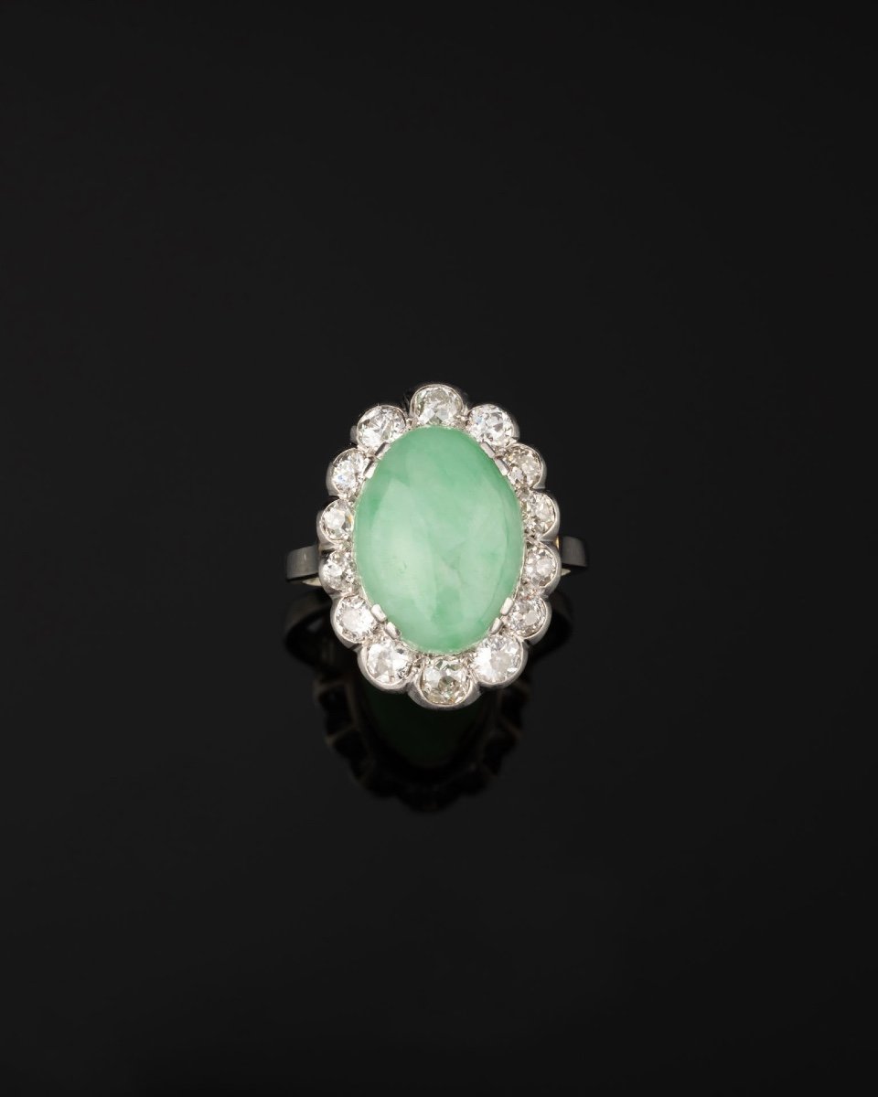 Art Deco Jade And Diamond Ring-photo-4