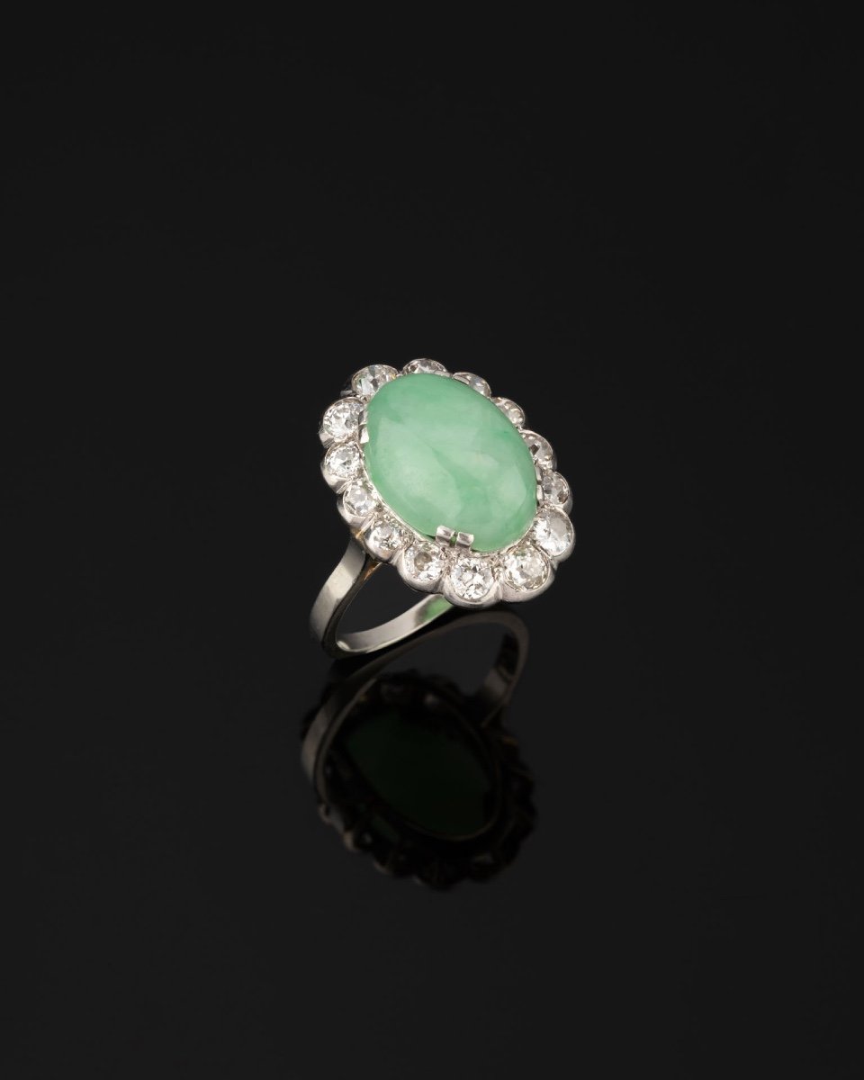 Art Deco Jade And Diamond Ring