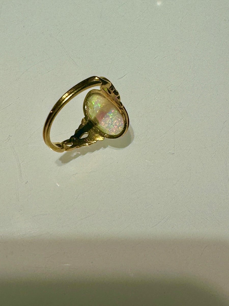 Bague Art-nouveau Ornée d'Une Opale-photo-4