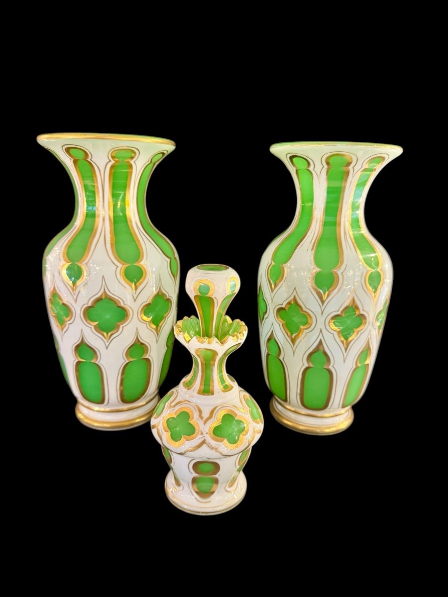 Pair Of Opaline Overlay Vases -photo-2