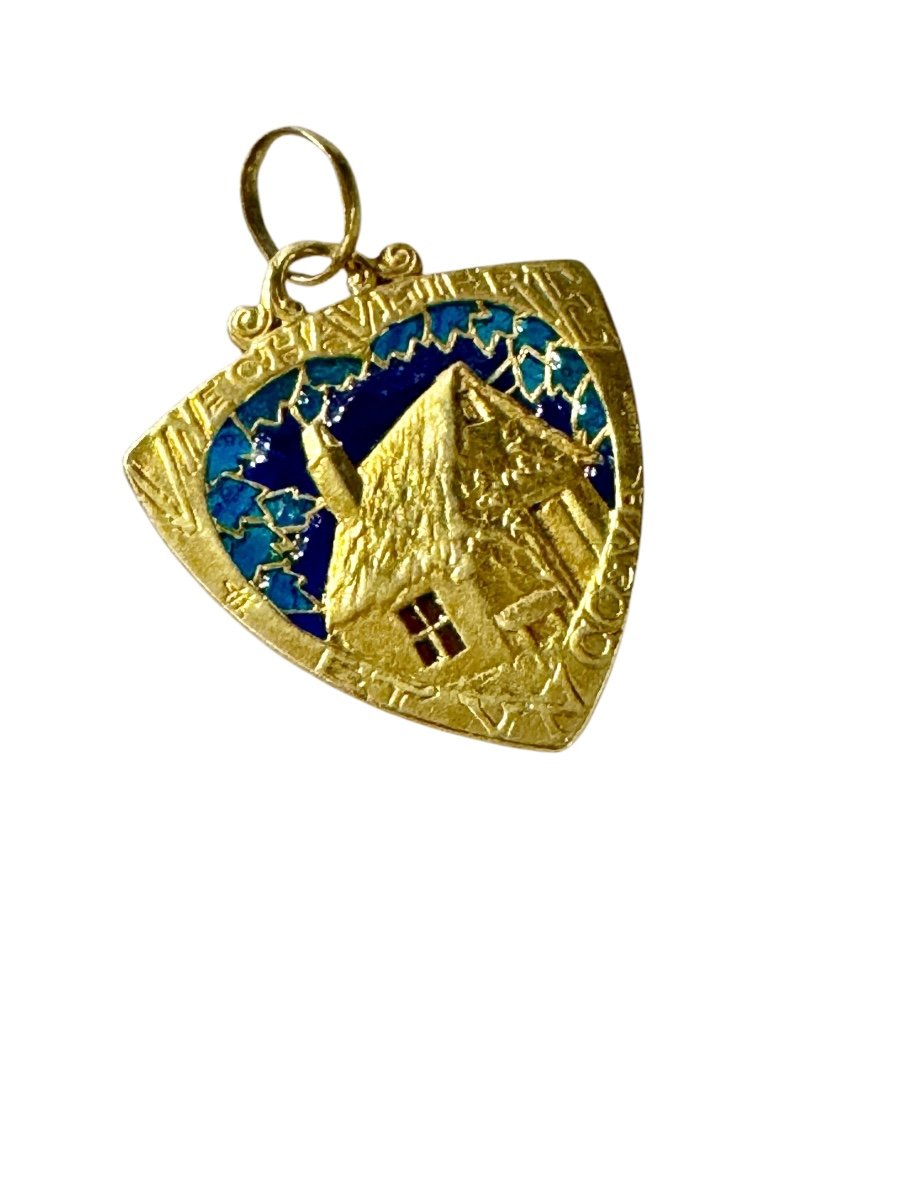 Love Medal: A Cottage And A Heart In Gold And Enamel-photo-3