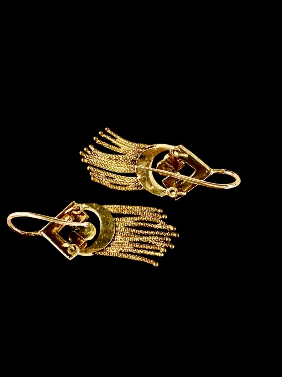 Pair Of Gold, Enamel And Pearl Drop Earrings-photo-3