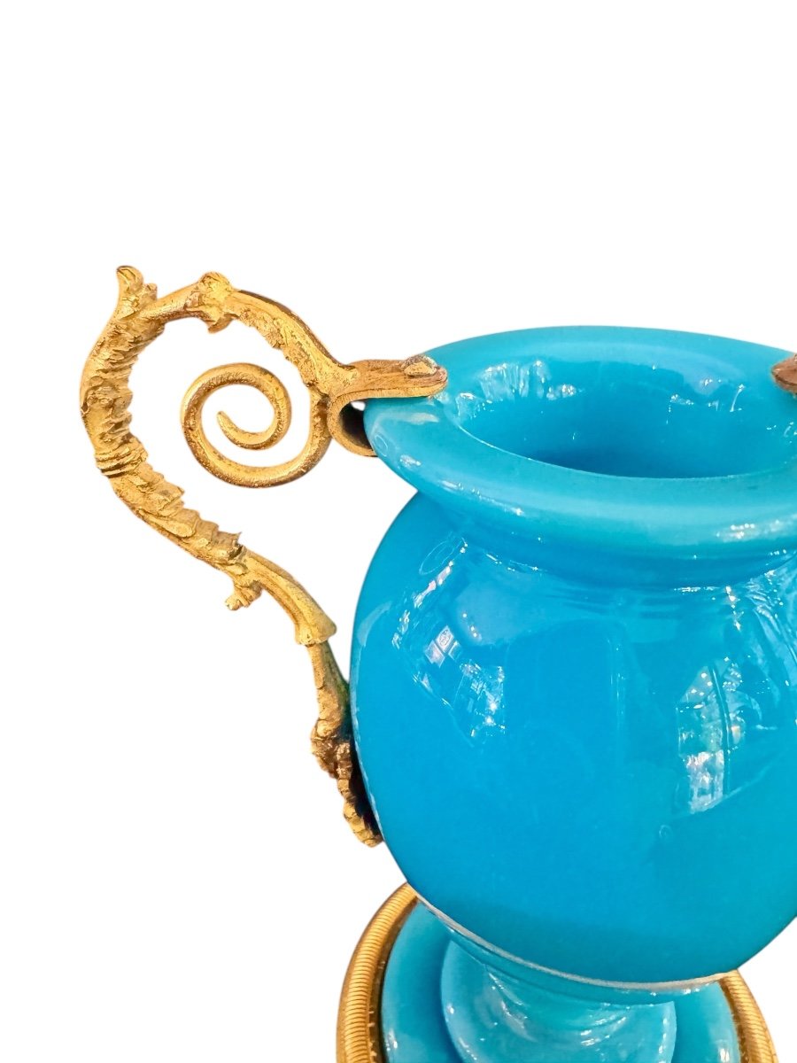 Opaline And Gilt Bronze Vase From The Charles X Period-photo-2