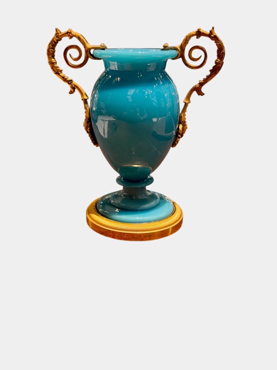 Opaline And Gilt Bronze Vase From The Charles X Period