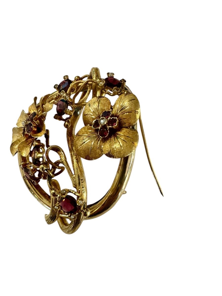 Gold And Garnet Brooch From The Napoleon III Period-photo-2