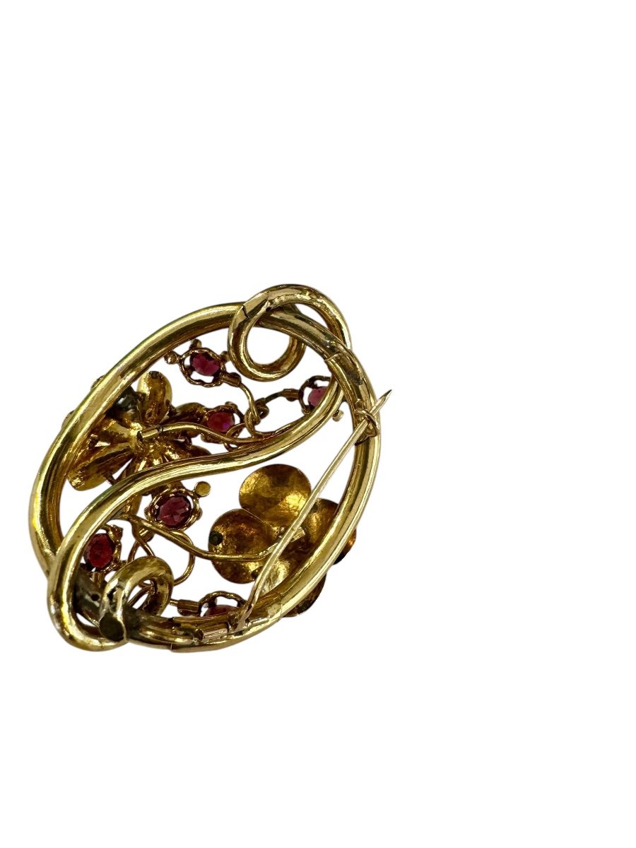 Gold And Garnet Brooch From The Napoleon III Period-photo-3