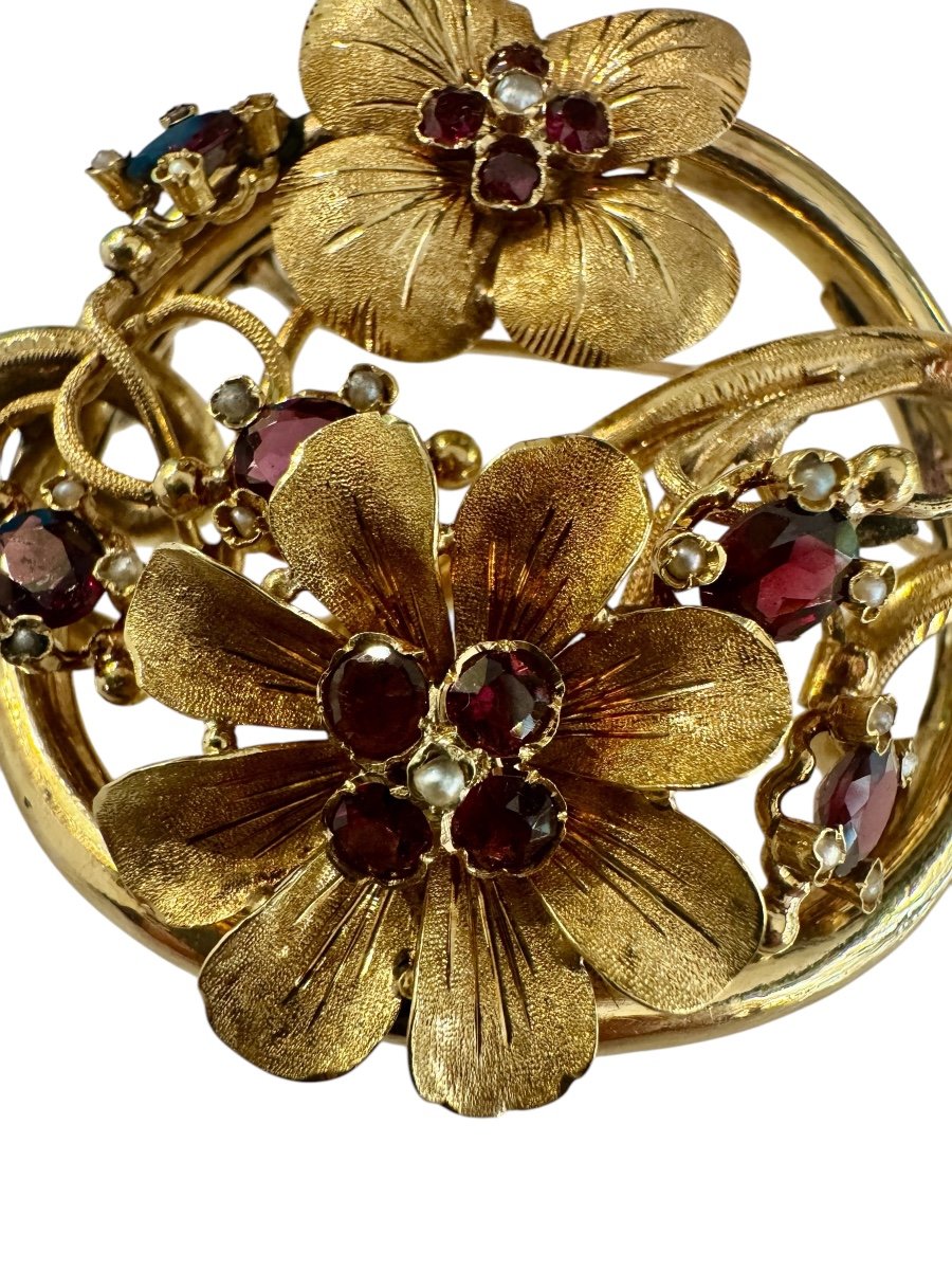 Gold And Garnet Brooch From The Napoleon III Period-photo-4