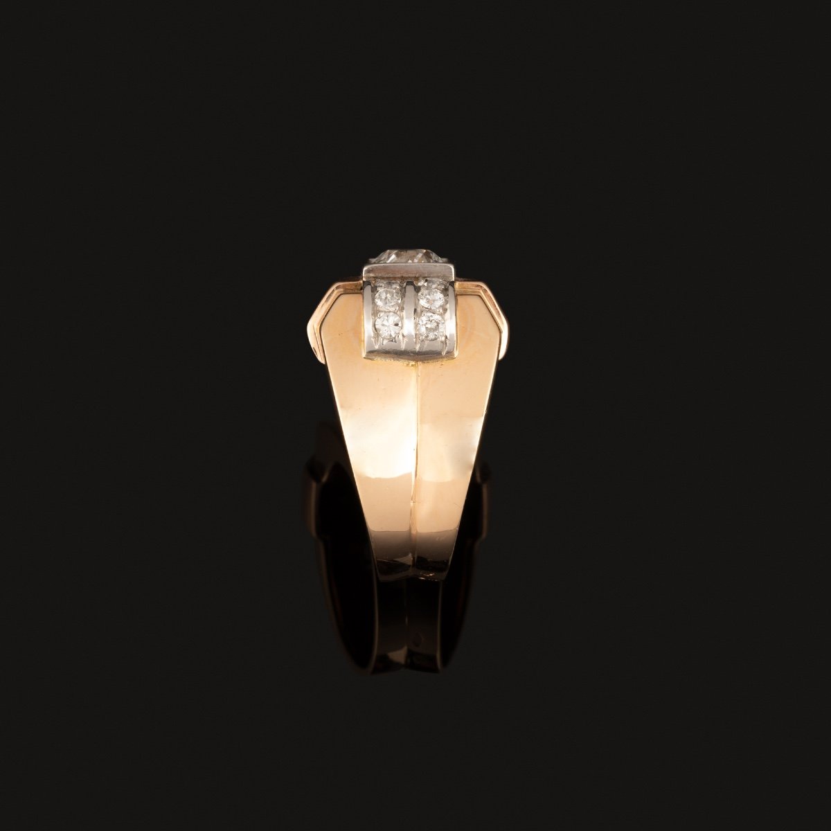 Tank Ring In Gold, Platinum And Diamonds-photo-3