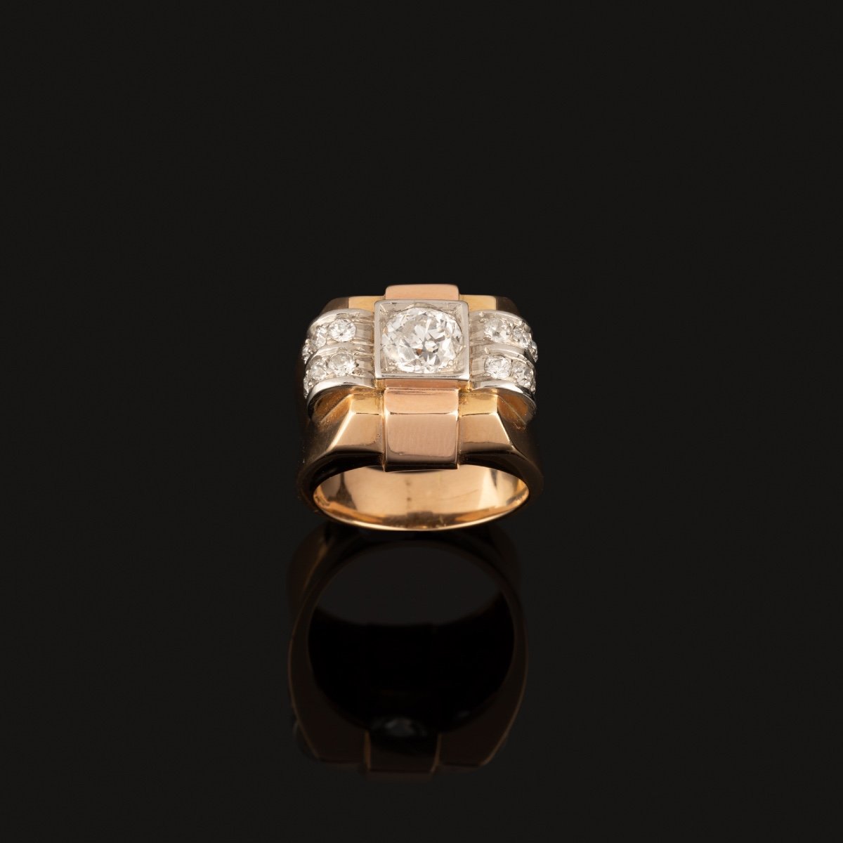 Tank Ring In Gold, Platinum And Diamonds-photo-4