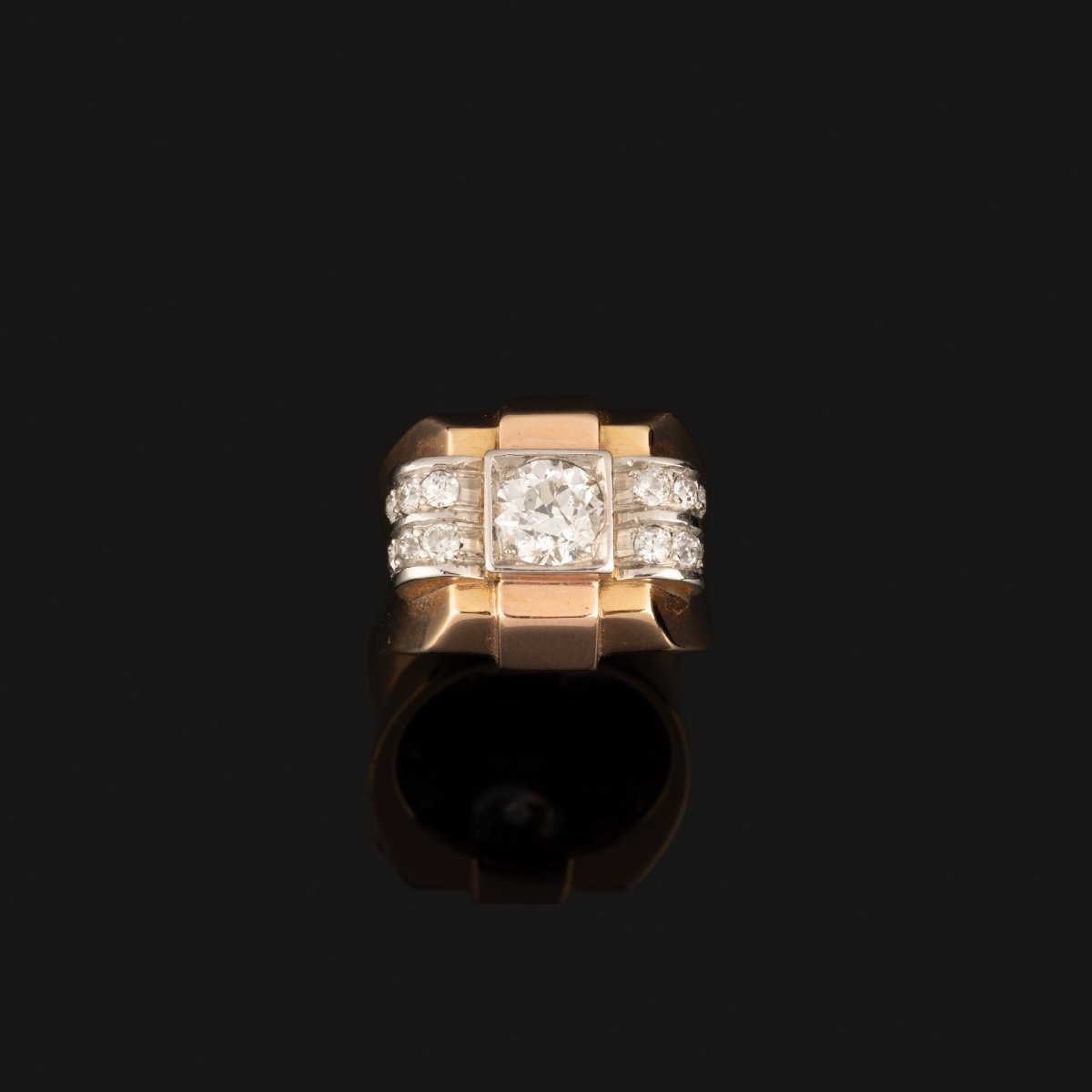 Tank Ring In Gold, Platinum And Diamonds-photo-1