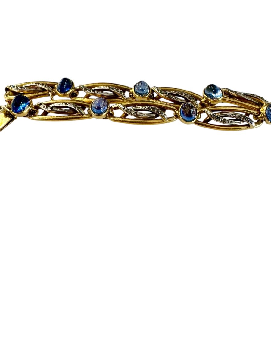 Bracelet Art Nouveau En Or, Saphirs Et Diamants -photo-2