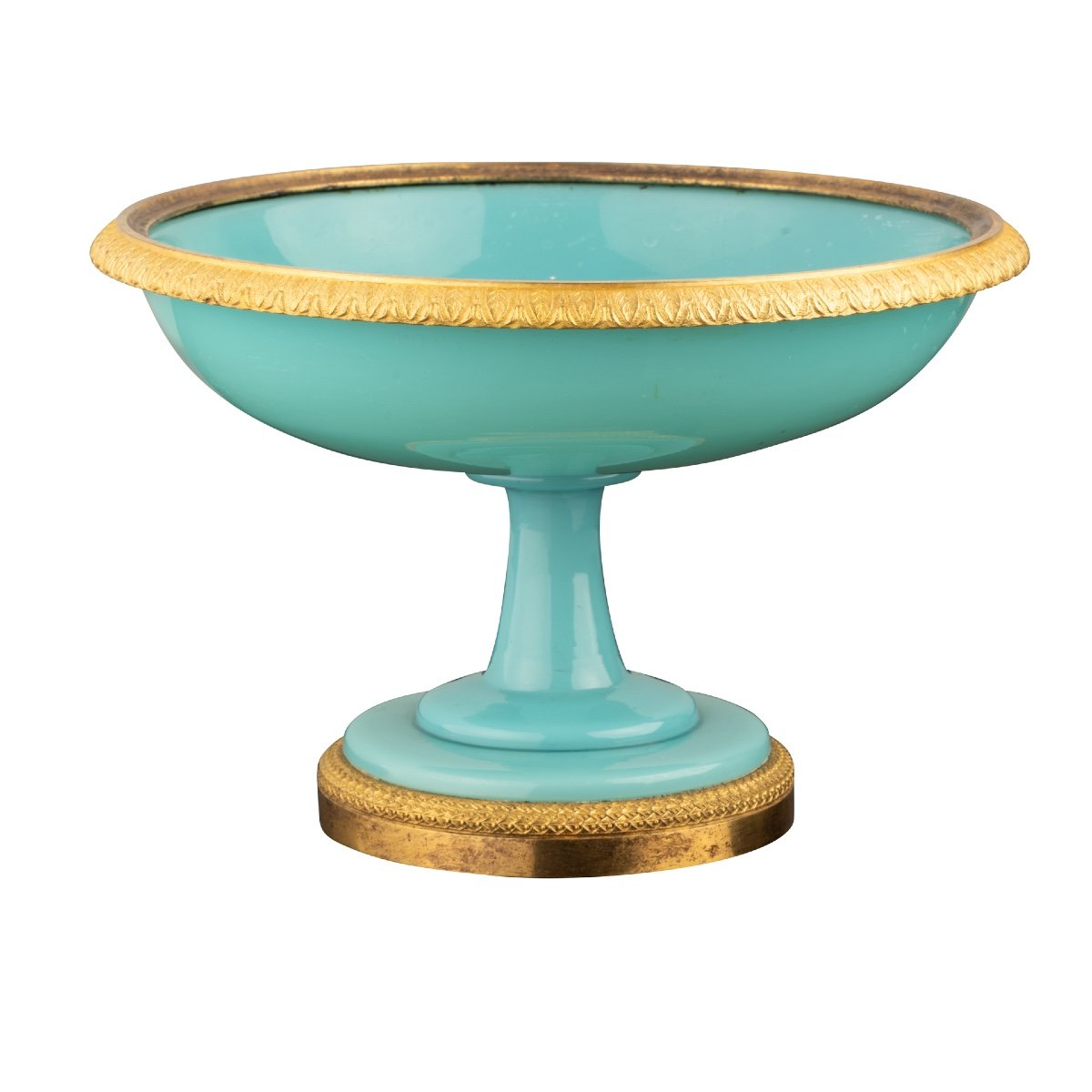 Grande Coupe En Opaline Et Bronze Doré-photo-5