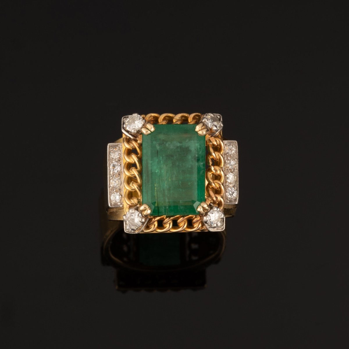 Vintage Gold, Diamond And Emerald Ring-photo-3