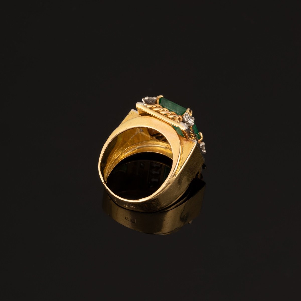 Vintage Gold, Diamond And Emerald Ring-photo-4