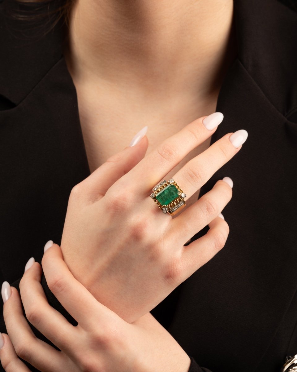 Vintage Gold, Diamond And Emerald Ring-photo-1