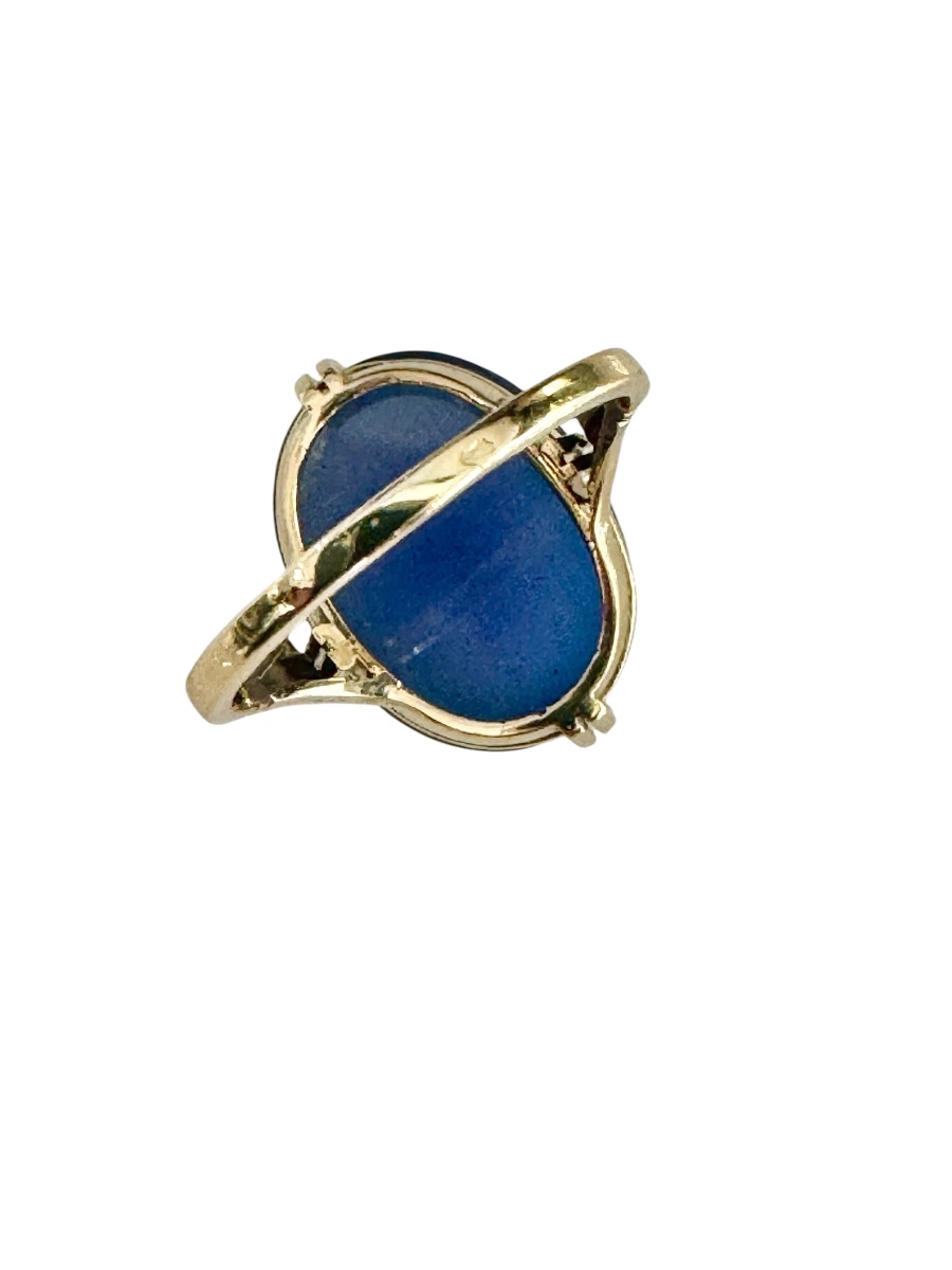 Gold Ring Decorated With A Chalcedony Cabochon-photo-3