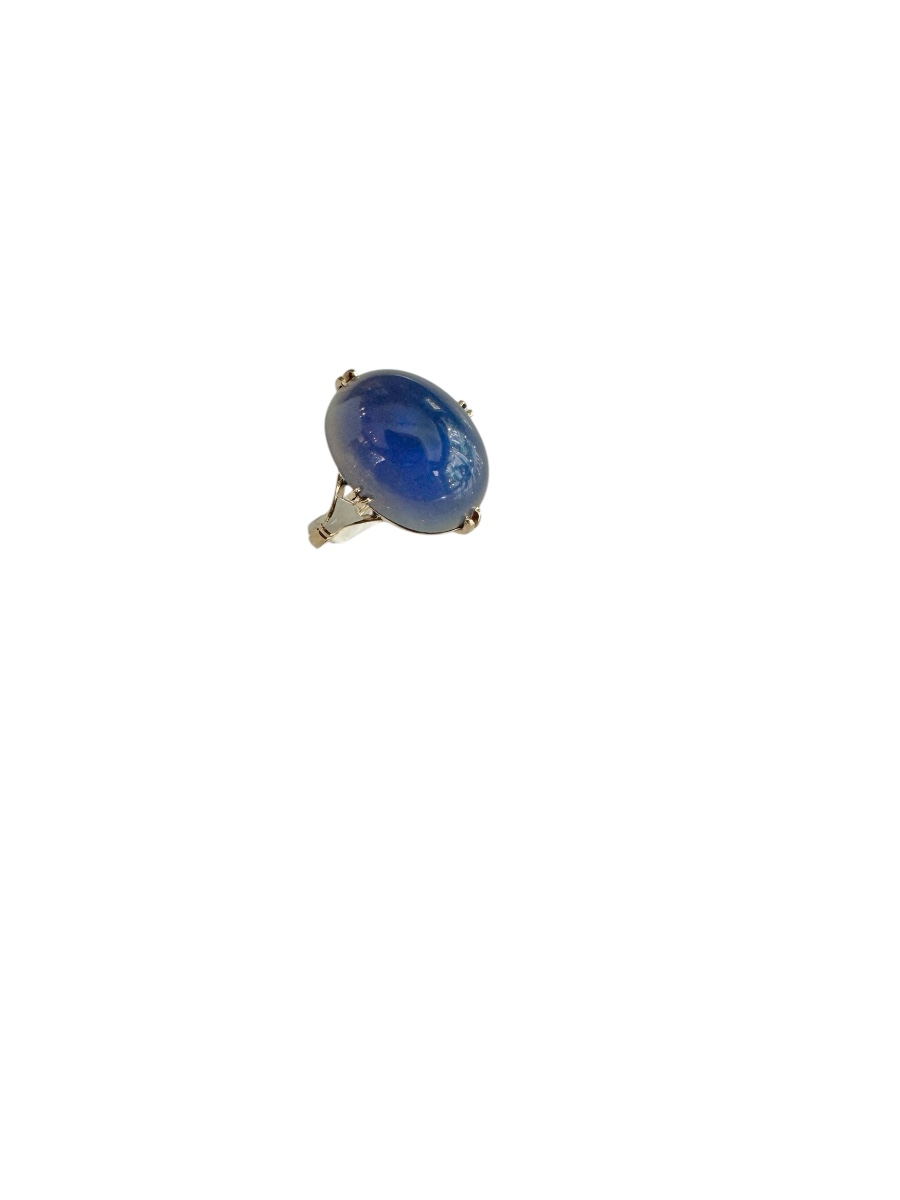 Gold Ring Decorated With A Chalcedony Cabochon