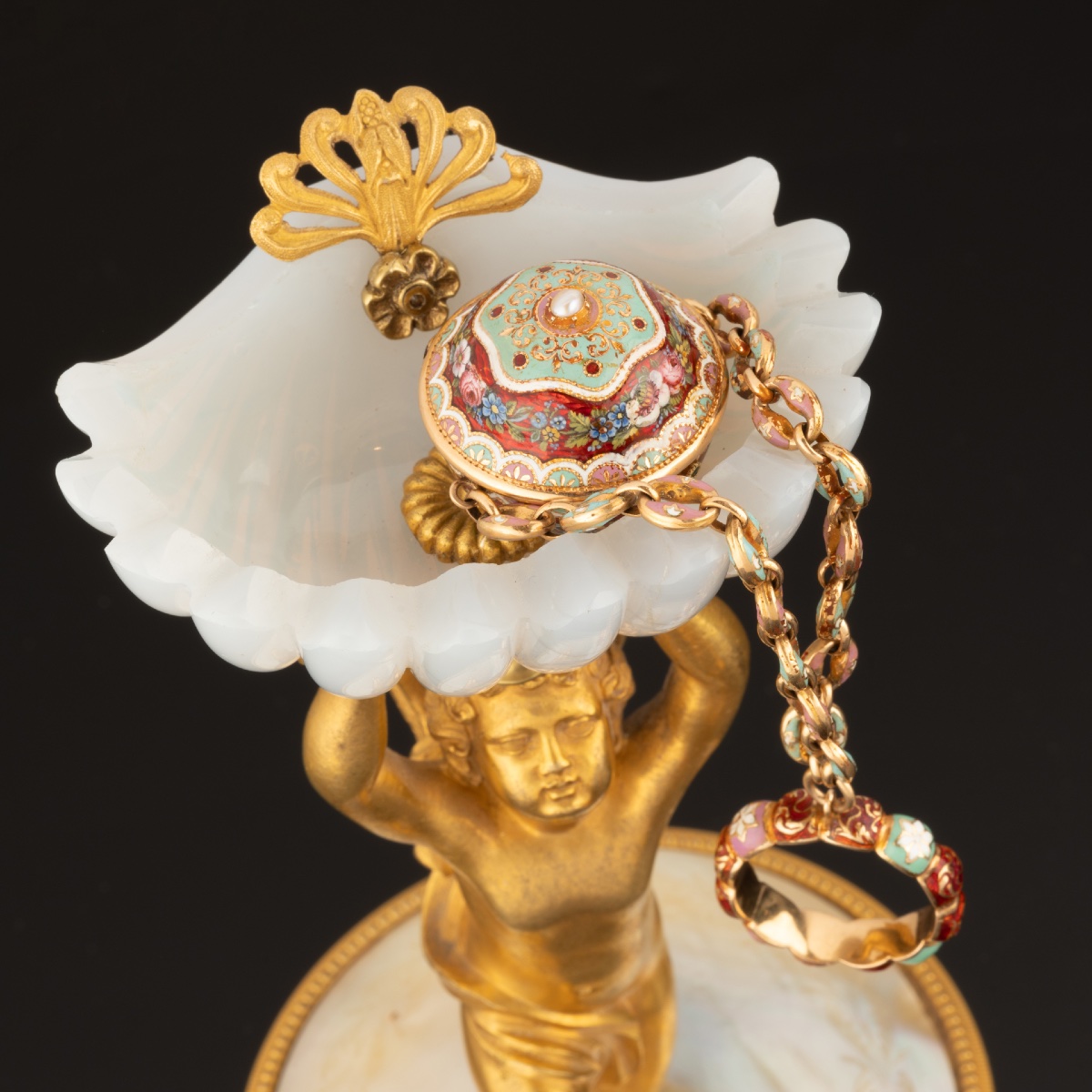 Opaline, Gilt Bronze And Mother-of-pearl Bowl-photo-1