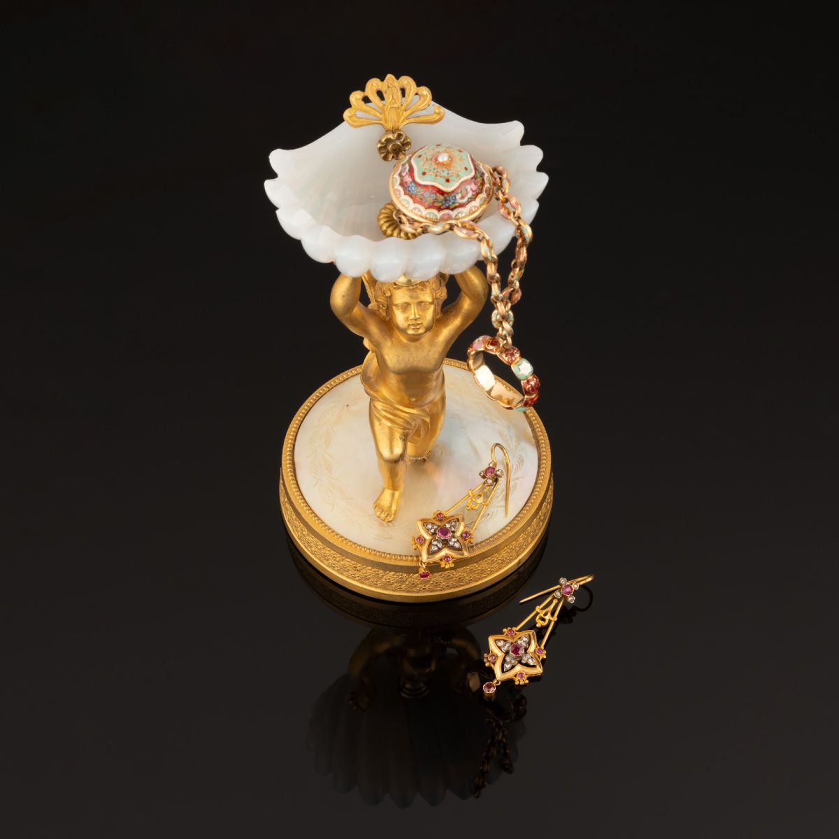 Opaline, Gilt Bronze And Mother-of-pearl Bowl-photo-2