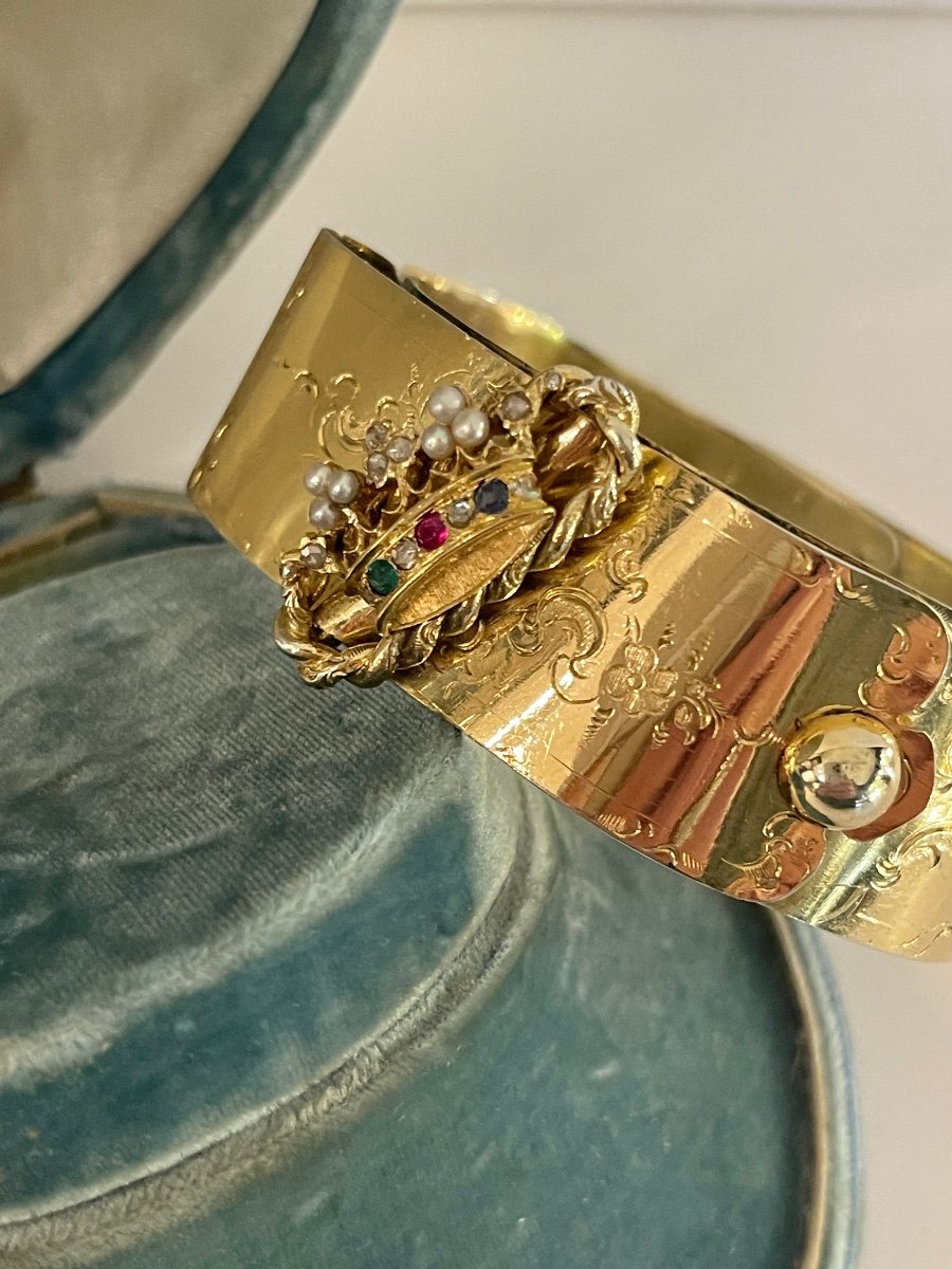 Bracelet In Gold And Vermeil Decorated With A Crown-photo-3