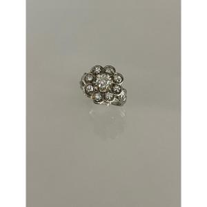 Flower Ring Gold, Platinum And Old Cut Diamonds