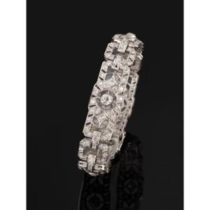 Bracelet argent ajouré avec motif de fleurs. - Bijoux Anciens Schaffner