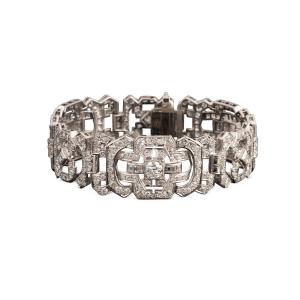 Bracelet Art - Deco En Platine Et Diamants