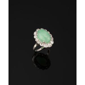 Art Deco Jade And Diamond Ring