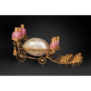 Large Perfume Carriage Opaline Pink And Mother Of Pearl Napoleon III Period