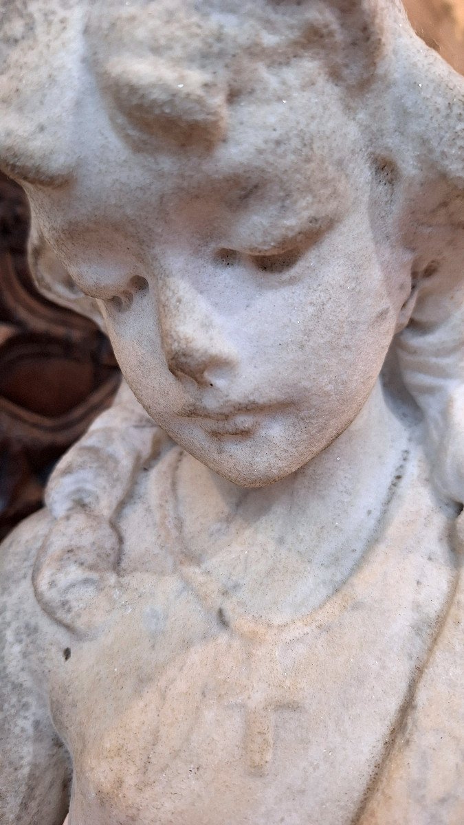 Statue d'Enfant En Marbre De Carrare -photo-2