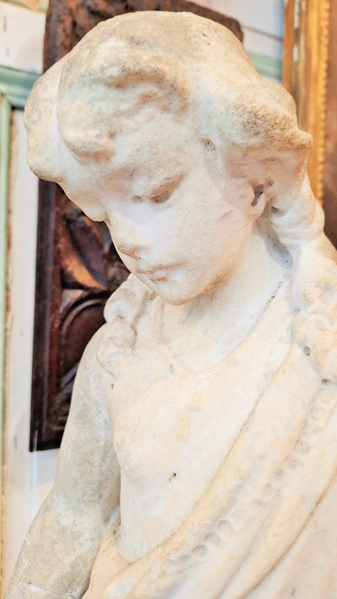 Statue d'Enfant En Marbre De Carrare -photo-2