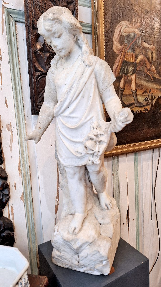 Statue d'Enfant En Marbre De Carrare 