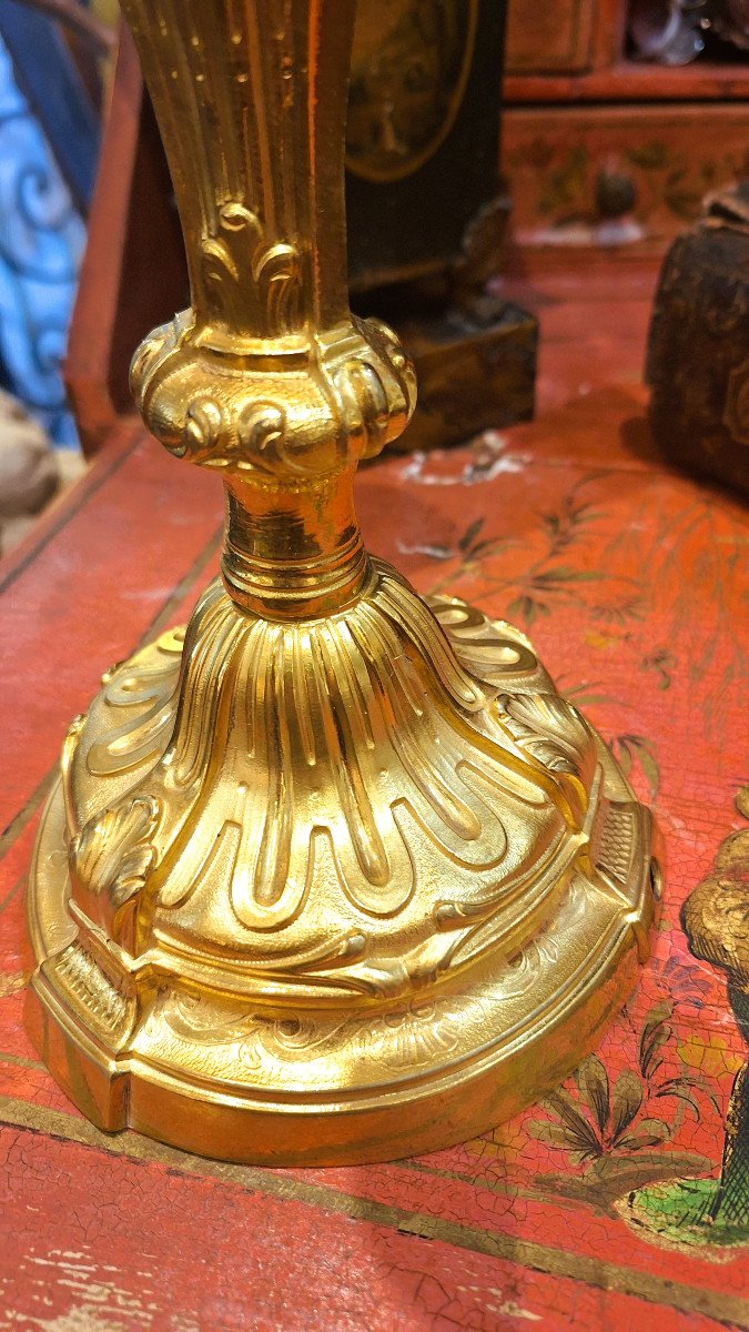 Pair Of 19th Century Gilt Bronze Candlesticks-photo-3