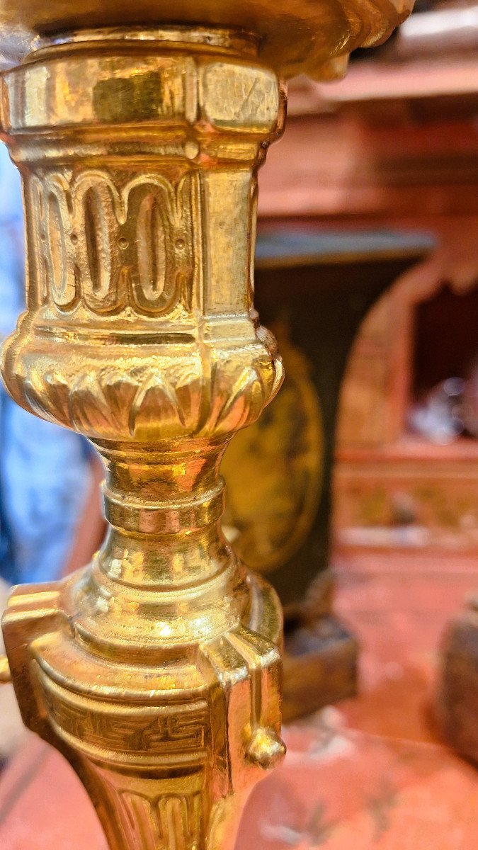 Pair Of 19th Century Gilt Bronze Candlesticks-photo-1