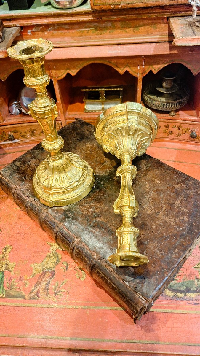 Pair Of 19th Century Gilt Bronze Candlesticks