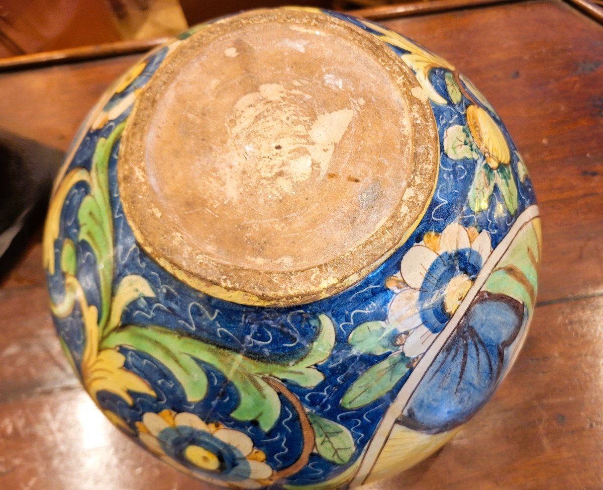 Large Italian Majolica Ball Vase 18th Century-photo-4