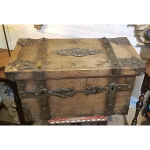 Oak Chest | Original Fittings With Remains Of Gilding | 16th Century
