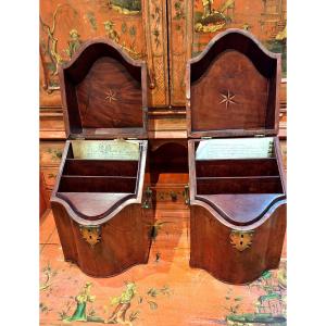 Pair Of English Georgian Mahogany Mail Boxes