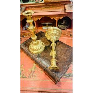 Pair Of 19th Century Gilt Bronze Candlesticks