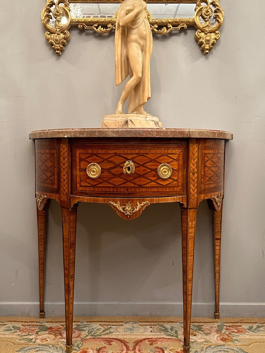 Rare Commode Dite Perruquiere En Marqueterie d'Epoque Louis XVI Vers 1770-photo-2