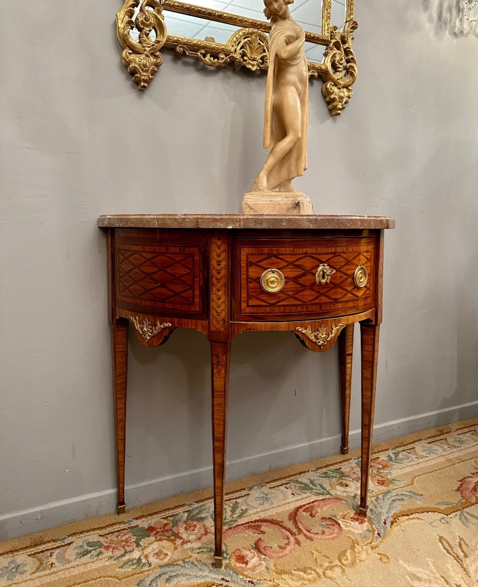 Rare Commode Dite Perruquiere En Marqueterie d'Epoque Louis XVI Vers 1770-photo-3